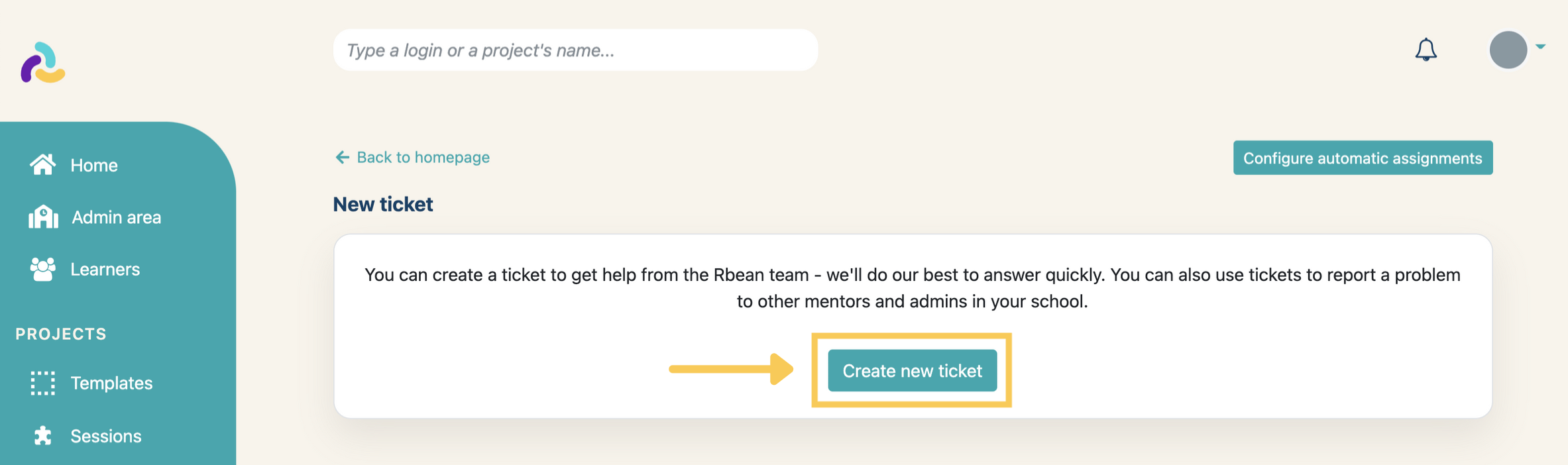Support create new ticket button
